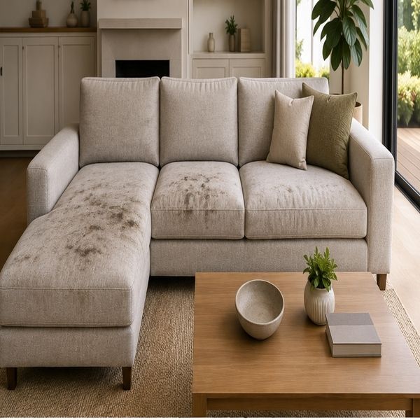 Sofa before upholstery cleaning in Brooklyn
